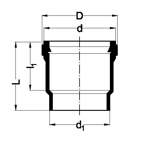 SANIT 221453020100016 Раструбные гнездо, PE-стекание, с прокладкой и крышкой  - Вид №2