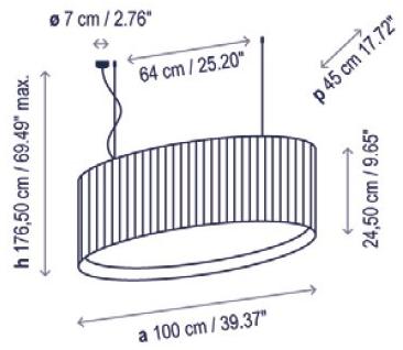 BOVER Подвесной светильник из ткани Oval sun-id-1356548 - Вид №1