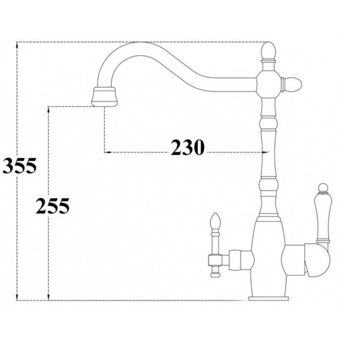 Zorg ZR 312 YF-33 Black Bronze Смеситель для кухни Zorg 355 х 230 мм  - Вид №2