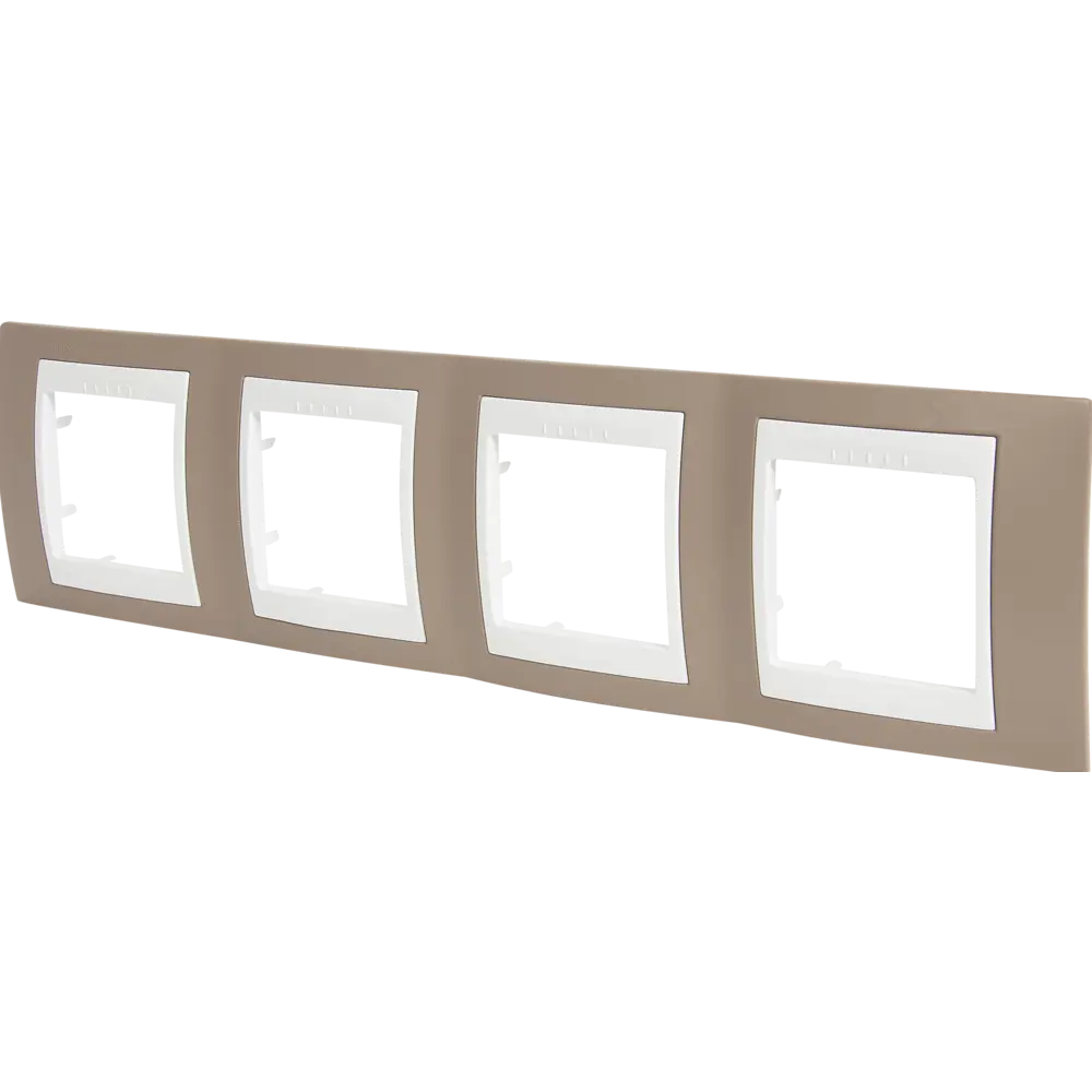 Рамка для розеток и выключателей Systeme Electric Unica 4 поста, цвет коричневый/белый STLM-2129273 - Вид №1