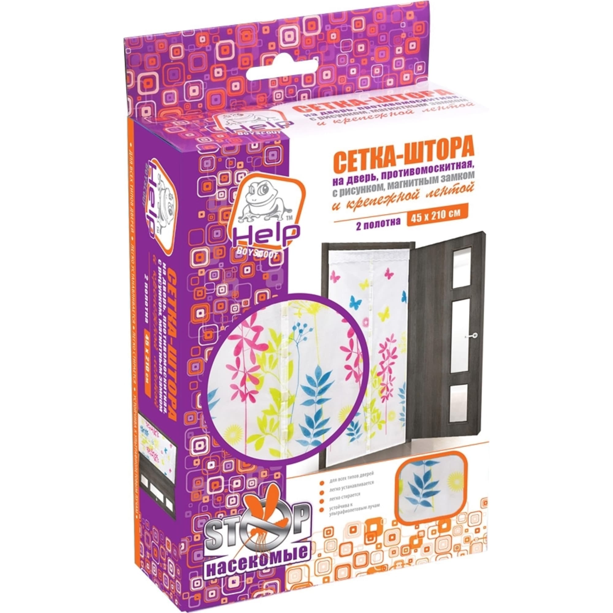 82709776 Сетка-штора Help москитная на дверь 45x210 см 2 шт Santreyd 
