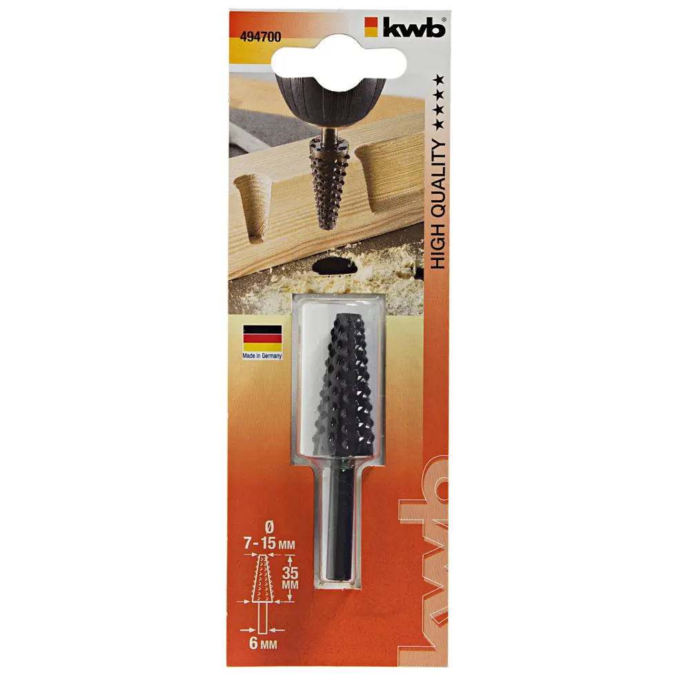 Фреза-рашпиль по дереву, коническая, 15х35 мм KWB STLM-2159332 - Вид №2