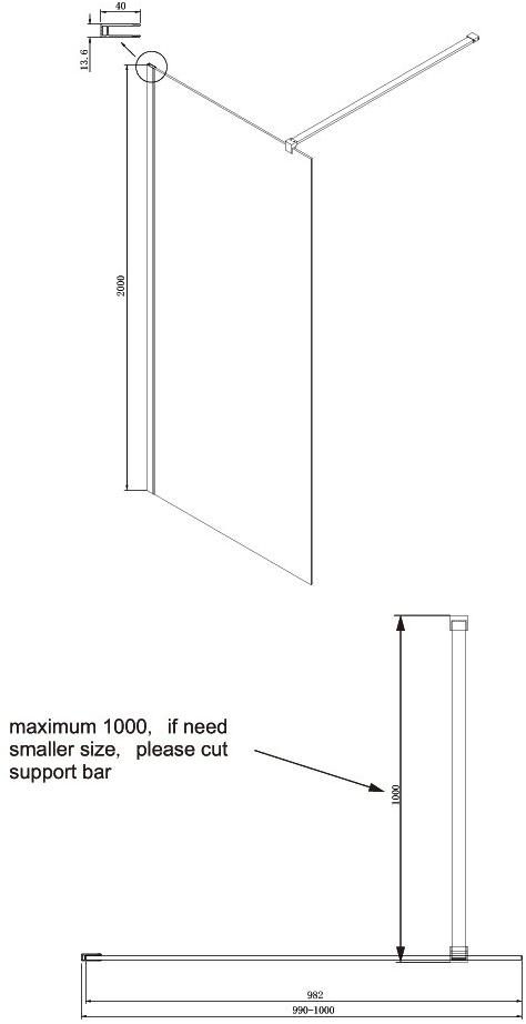 Душевая перегородка Ambassador Waik-in 15031102 (1000x2000), 1 место Walk-in - Вид №7
