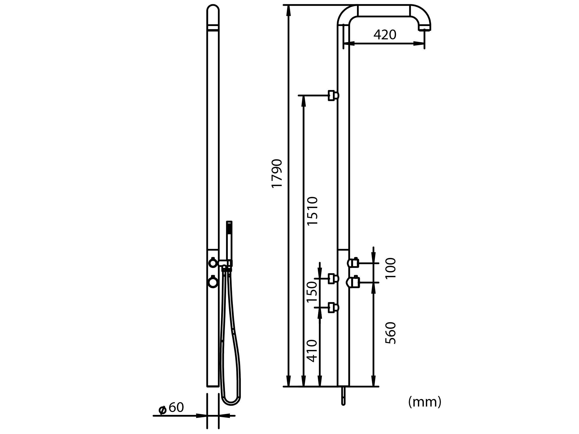 Настенный душ из нержавеющей стали с ручным душем SINED CHIA ARCH-00111243 - Вид №5