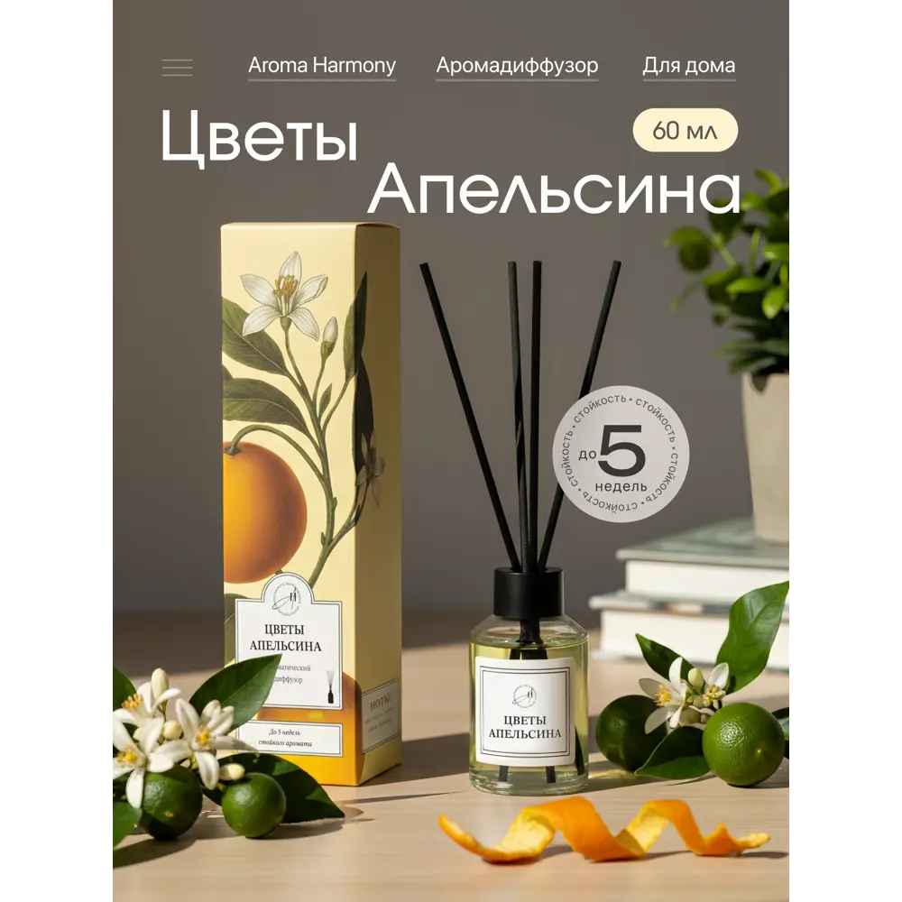 Ароматический диффузор Aroma Harmony Цветы апельсина 60 мл 89440618 STLM-2093213  - Вид №1