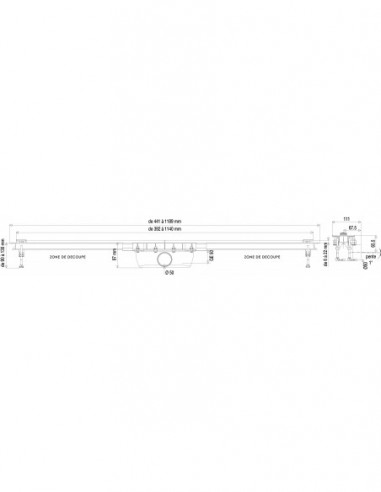 568600 000 00  Водоотводящий желоб Panama от 400 до 1200 мм, Д. 50, липкая уплотнительная лента в комплекте Valentin Хром  - Вид №9