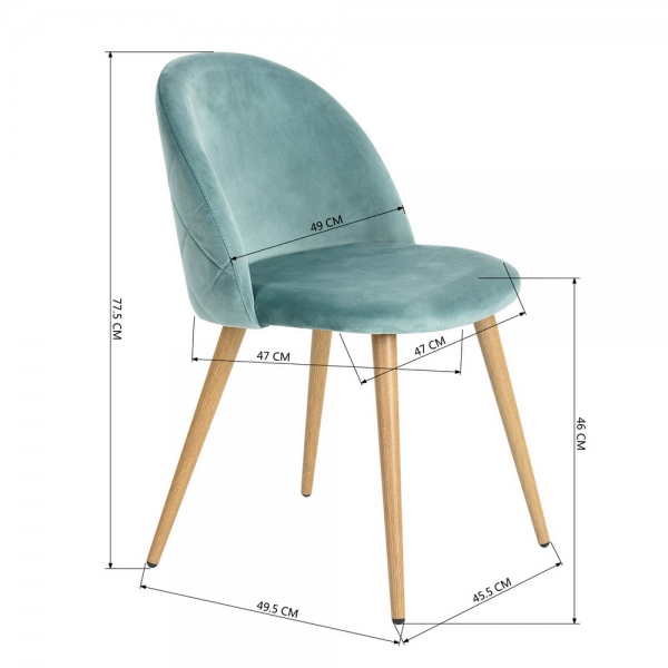 Стул с мягкой обивкой мятный с ромбами "Лион" STOOL GROUP ДИЗАЙНЕРСКИЕ 00-3881975 Зеленый  - Вид №5