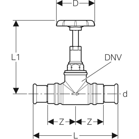 94865 Запорный вентиль Geberit Mapress прямой Geberit  - Вид №2