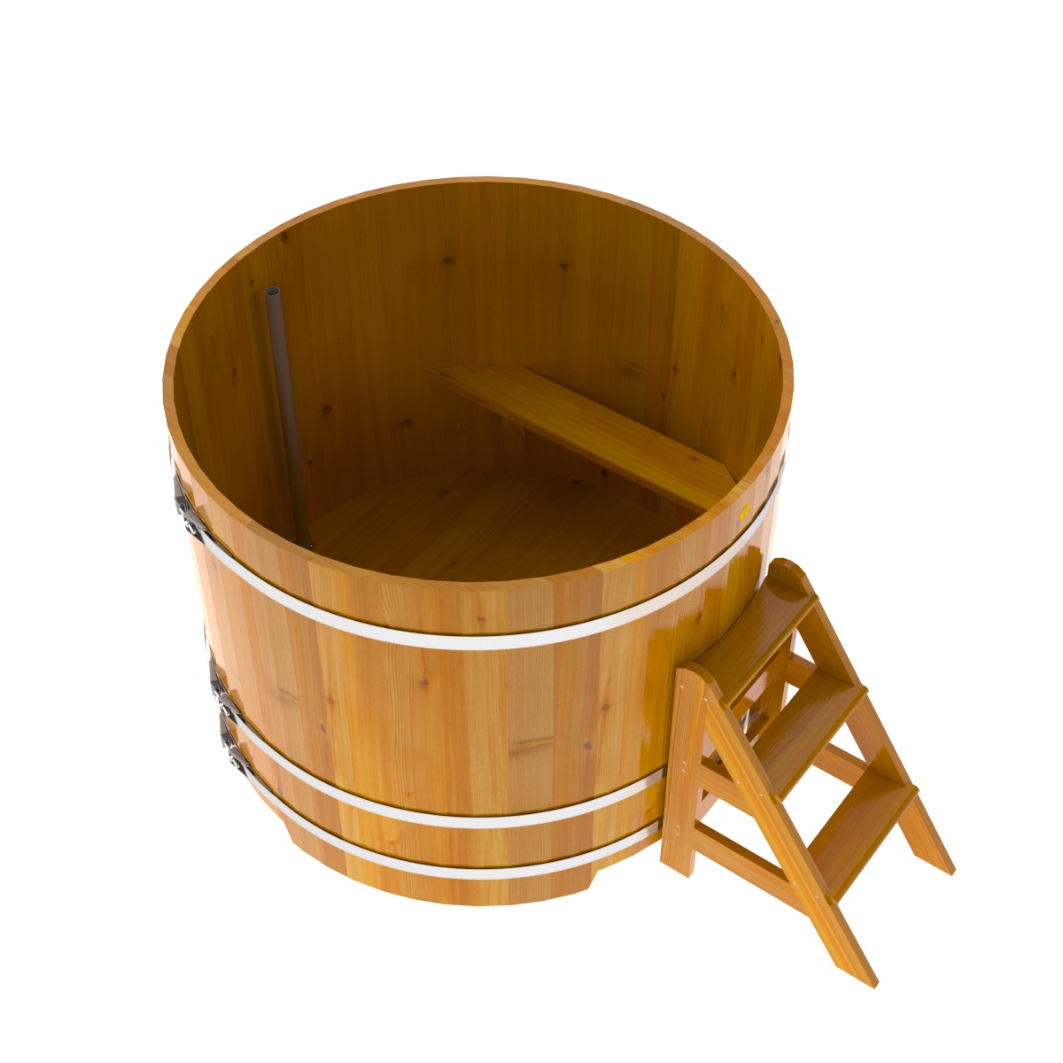 2233 Купель круглая из лиственницы Рустик d=1,50х1,2 натуральная Alyarus  - Вид №2