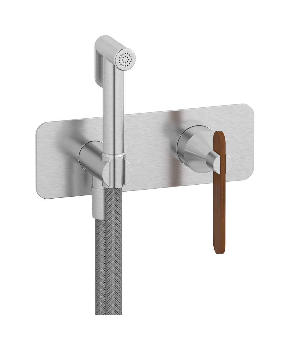 Внешние части гигенического душа со смесителем. WE ARE IB ol306is Brushed Nickel Soho