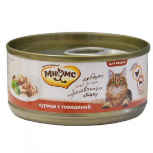 ПР0030893 Корм для кошек Курица с говядиной в нежном желе конс. 70г МНЯМС