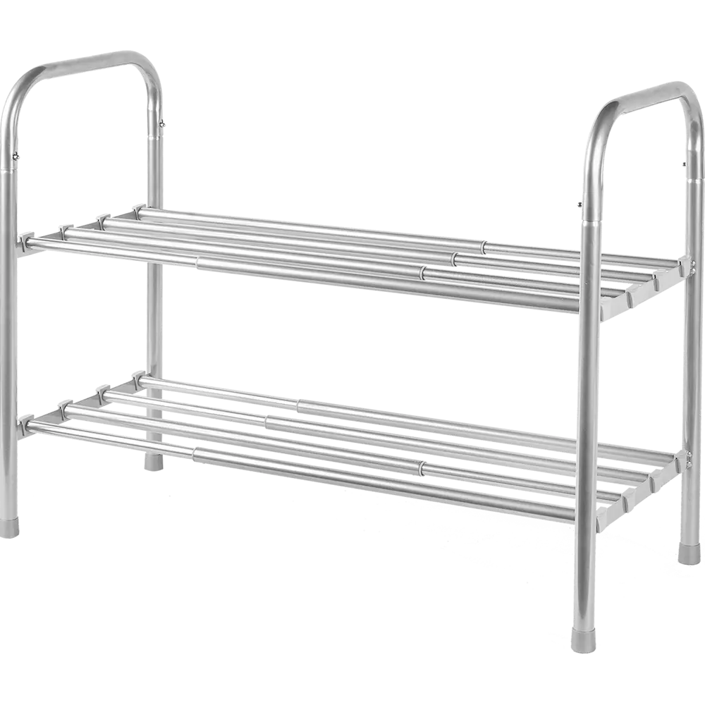 Этажерка для обуви Spaceo 53x47-79.5x29 см 2 полки металл цвет хром Полка раздвижная STLM-2083567 - Вид №1