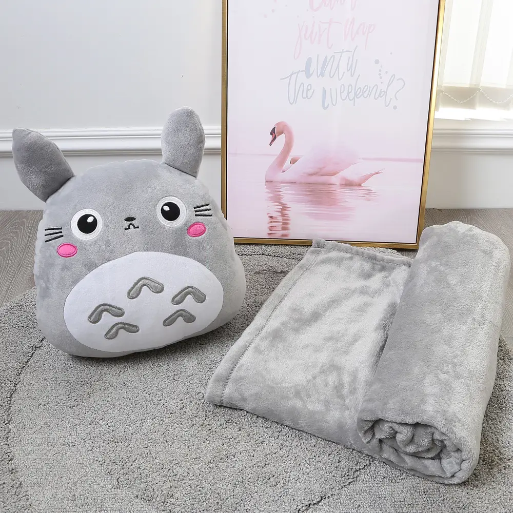 Плед с подушкой Тоторо 130x180 см велсофт цвет серый Santreyd STLM-2165978 - Вид №3