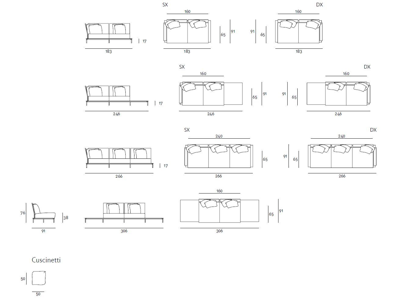 2-местный тканевый модульный садовый диван Living Divani Balestro 24 ARCH-00118787 - Вид №3