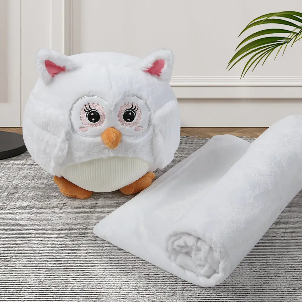 Подушка с пледом Сова 130x180 см велсофт цвет белый Santreyd STLM-2023912 - Вид №4