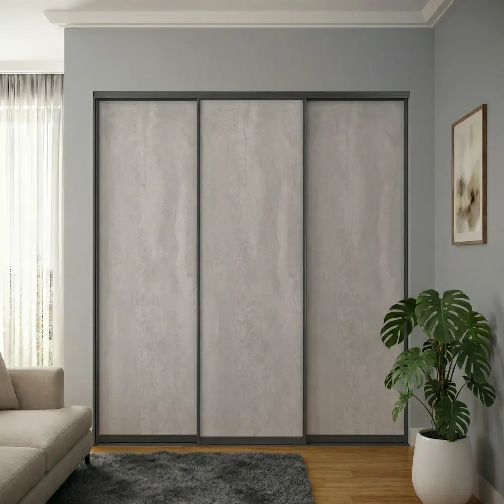 Дверь-купе KONSENSA 255.5x70.4 см МДФ цвет бетон профиль черный STLM-2187672 - Вид №8