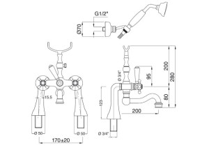 Наружный настенный смеситель для ванны