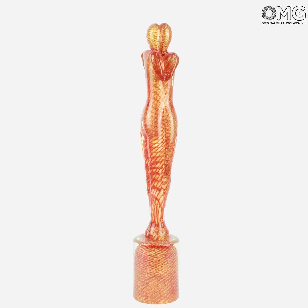 1214 ORIGINALMURANOGLASS Скульптура Объятие влюбленных - золото - 3 размера - муранское стекло OMG 10 см  - Вид №1
