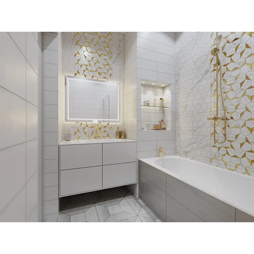 Плитка напольная Stone Деко 41.8x41.8 см, 1.75 м2, цвет светло-серый BELANI STLM-2058659 - Вид №3