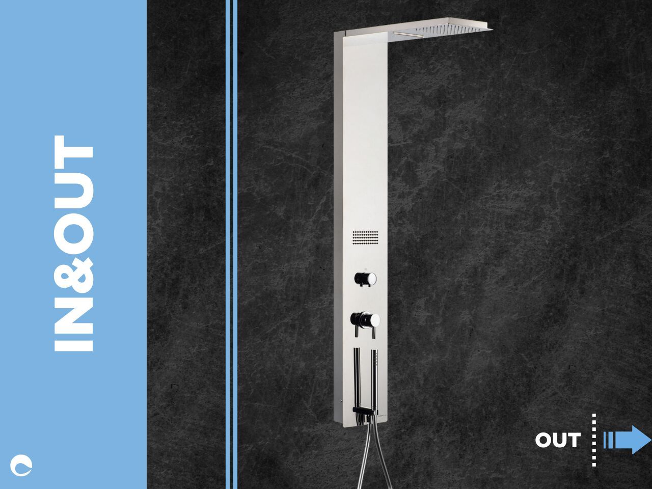 Душевая панель из нержавеющей стали с ручным душем и переключателем Cropelli Quadro ARCH-00098721 - Вид №13