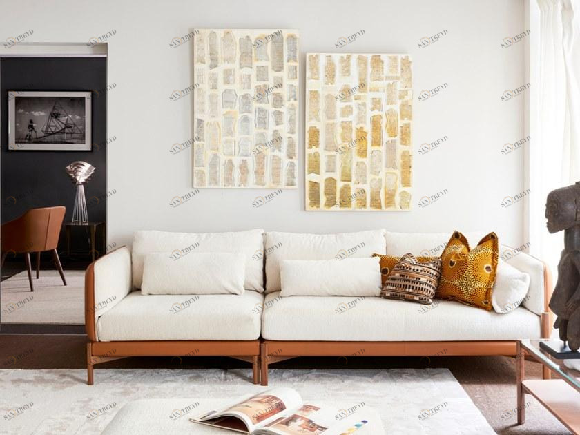 Duvivier Canapés Секционный модульный диван со съемным чехлом из кожи и ткани Jules sun-id-1419420