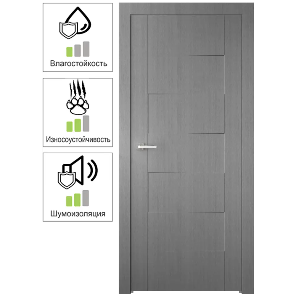 Дверь межкомнатная Лестер Финиш-бум глухая цвет сильвер 80x200см BELWOODDOORS STLM-2114300