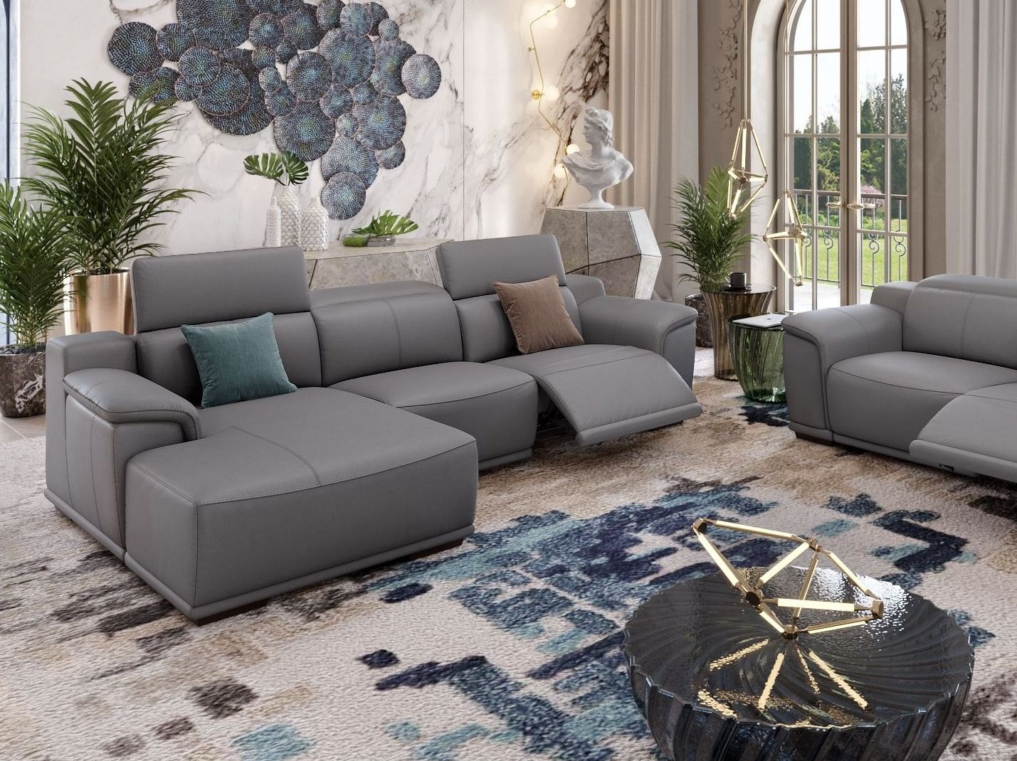 Кожаный диван с полуостровом Sofanella Montefino ARCH-00115177 - Вид №2