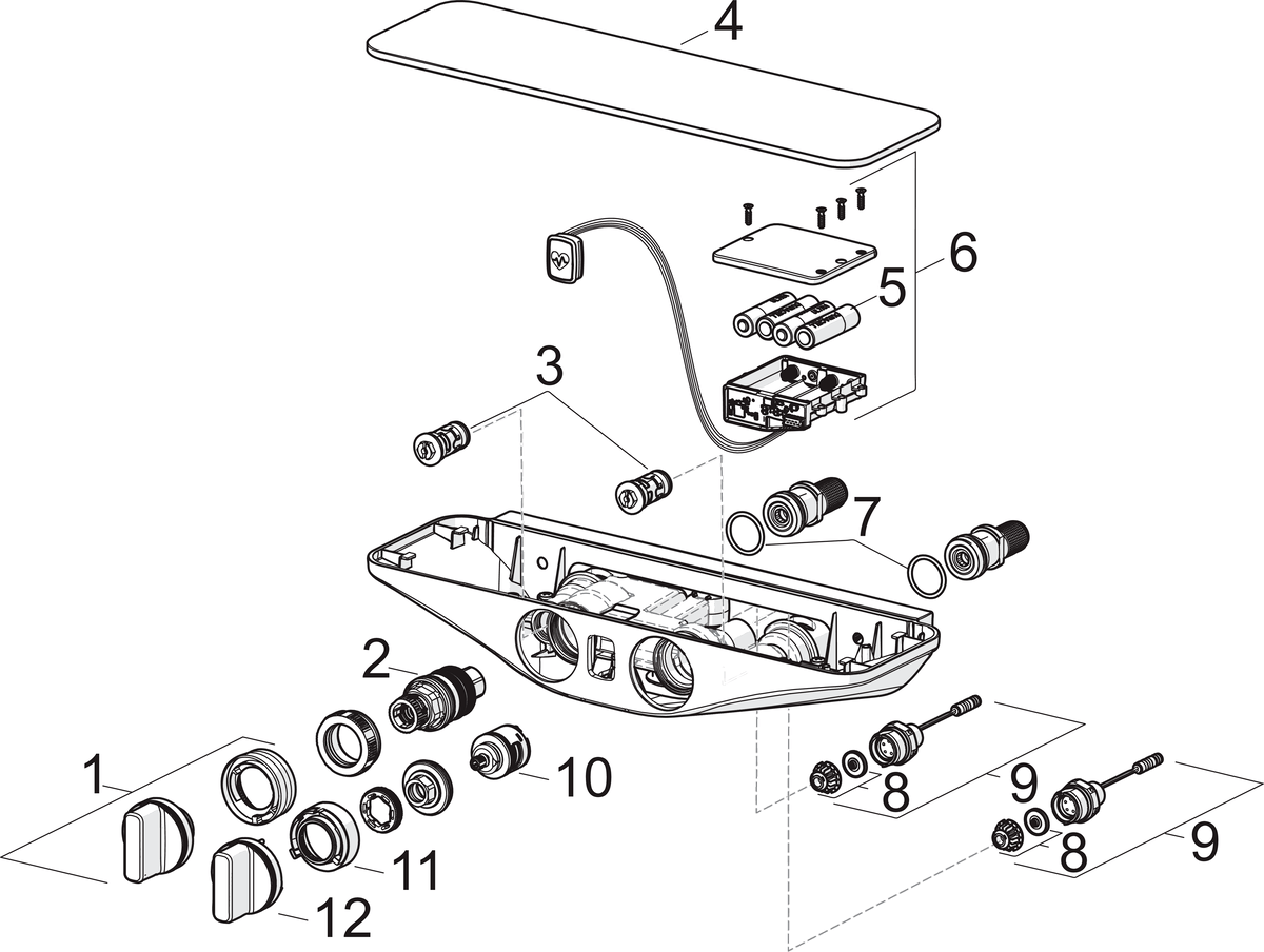 Oras 7592U-15 Смеситель с верхним душем rain shower, 6 V 7592U-15 Esteta Wellfit Хром/Серый  - Вид №6