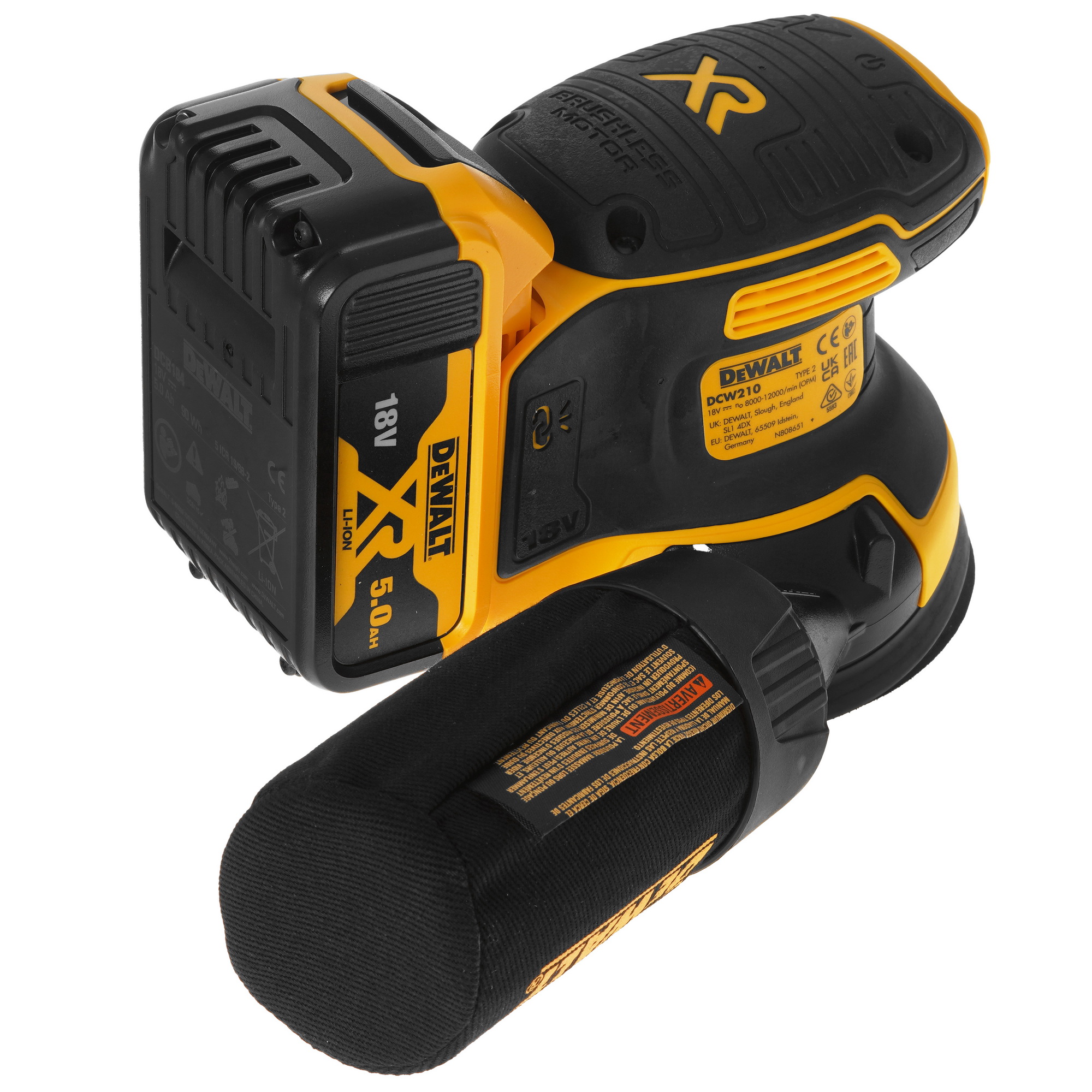 Эксцентриковая шлифмашинка DeWALT DCW210P2 XR FLEXVOLТ 18/54V 5437859 STDN-0044658 - Вид №2