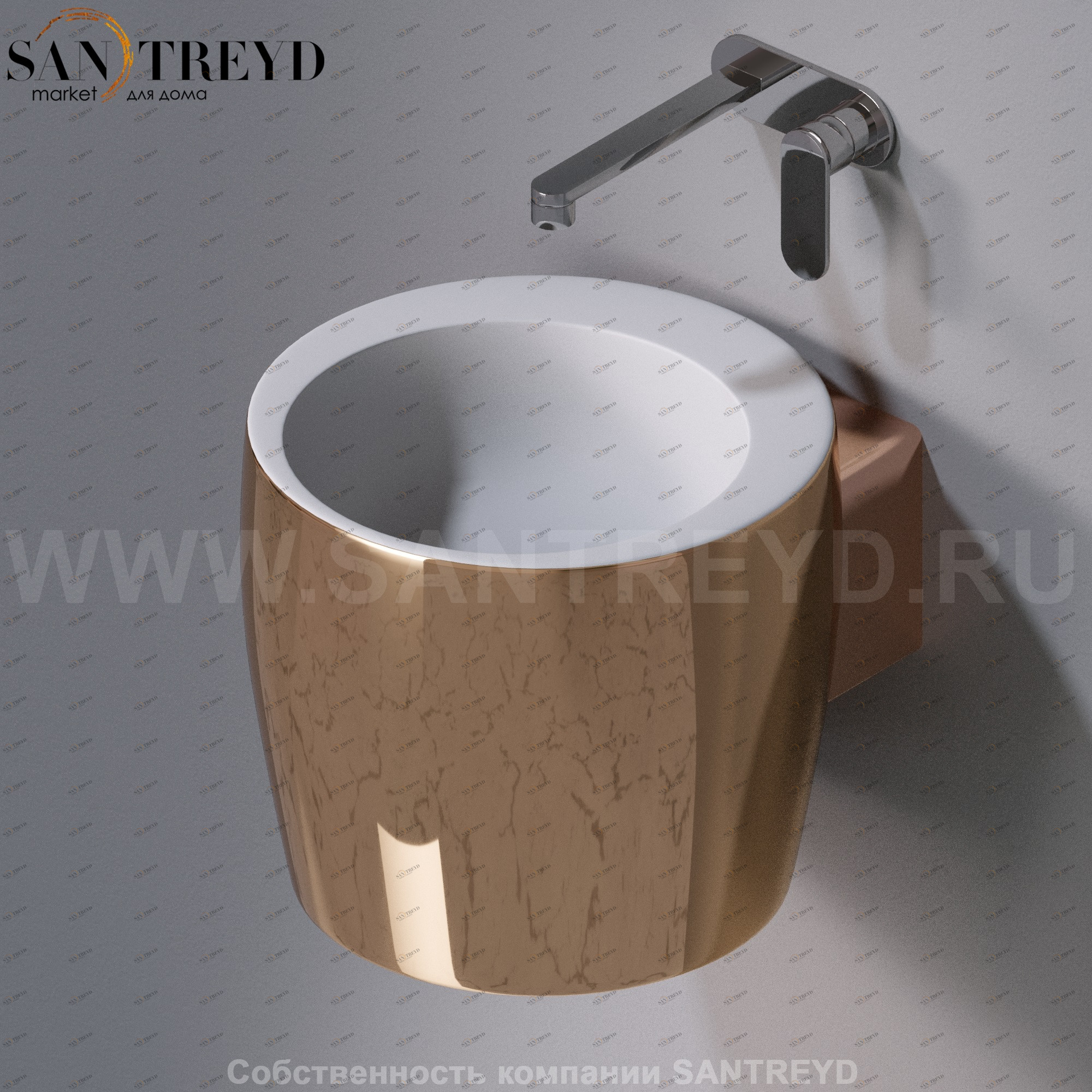 L102T0R0V1.255 Подвесная раковина настенная круглая A. e T. Italia SPOT бронзовая AeT ITALIA TOTEM