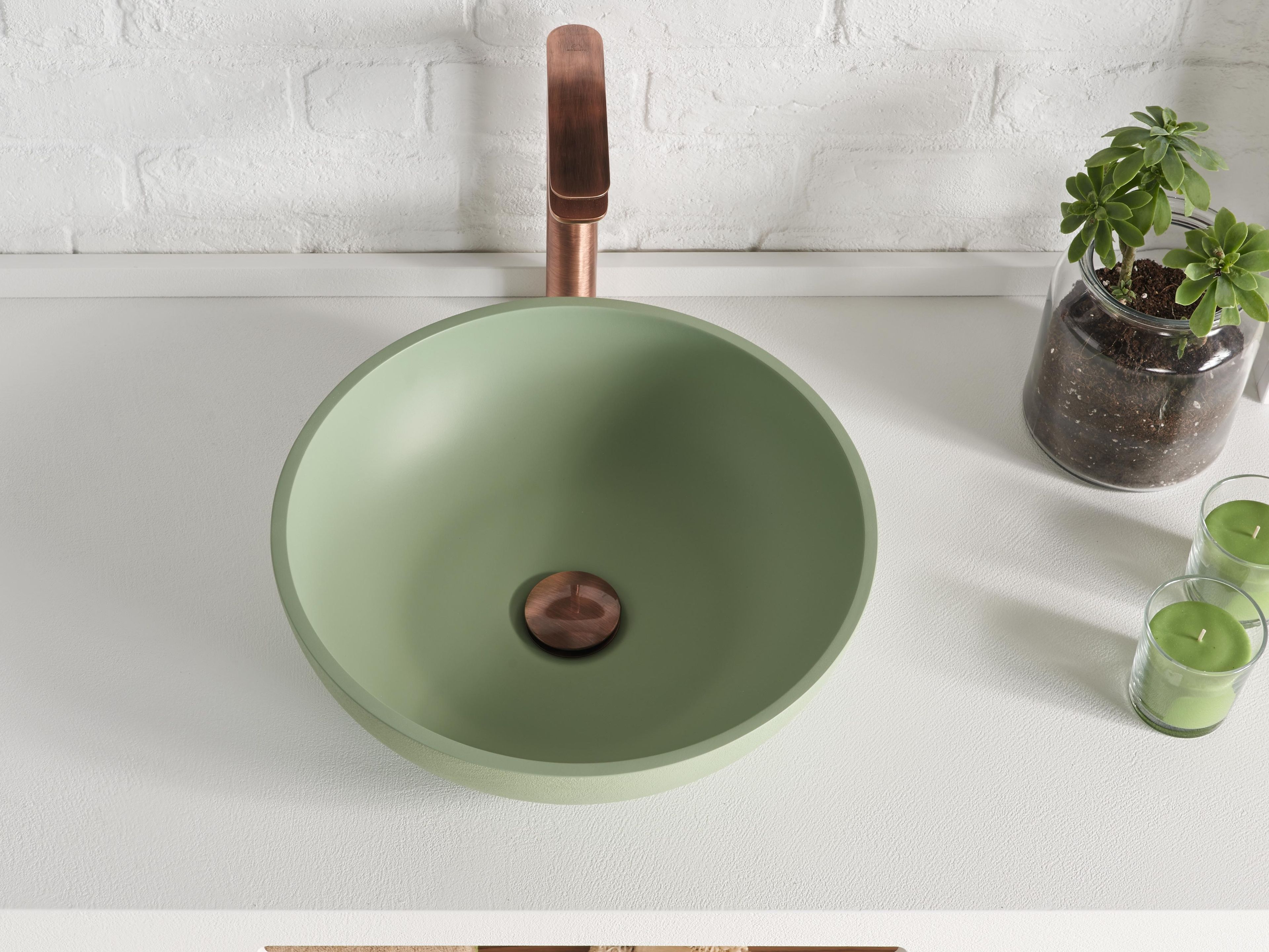 Одинарный круглый умывальник из Акрона© Acquabella On top ARCH-00076099 - Вид №1