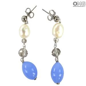 4317 ORIGINALMURANOGLASS Подвесные серьги Фиалка - Коллекция Antica Murrina - муранское стекло OMG 6 см