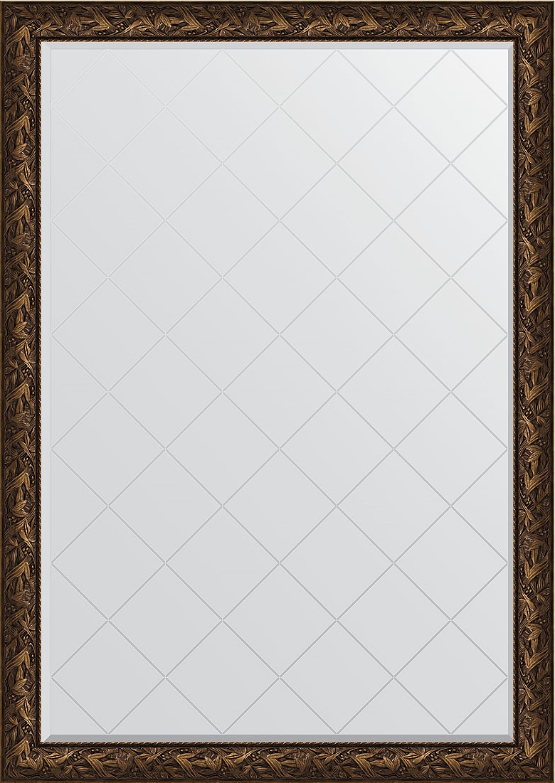 BY 4502 Зеркало с гравировкой в багетной раме - византия бронза 99 mm EVOFORM Exclusive-G