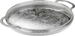 10611772 Queen Anne Поднос круглый с ручками Queen Anne 28см, высокий борт, сталь, посеребрение Сталь нержавеющая с посеребрением