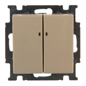 Выключатель встраиваемый ABB Basic 55 2 клавиши с подсветкой, цвет бежевый 13593124 STLM-2039203