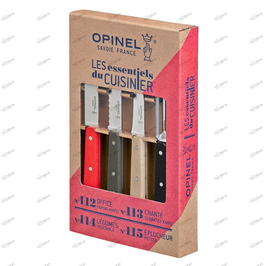 Ножи кухонные разноцветные 4 штуки Les Essentiels Loft OPINEL ДИЗАЙНЕРСКИЕ 00-3870740 Бежевый;красный;серый;разноцветный 
