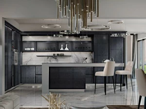 Martini Interiors Кухня на заказ из эвкалипта с островком с ручками Essenza