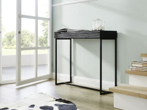 Прямоугольная консоль из стали и дерева с ящиками