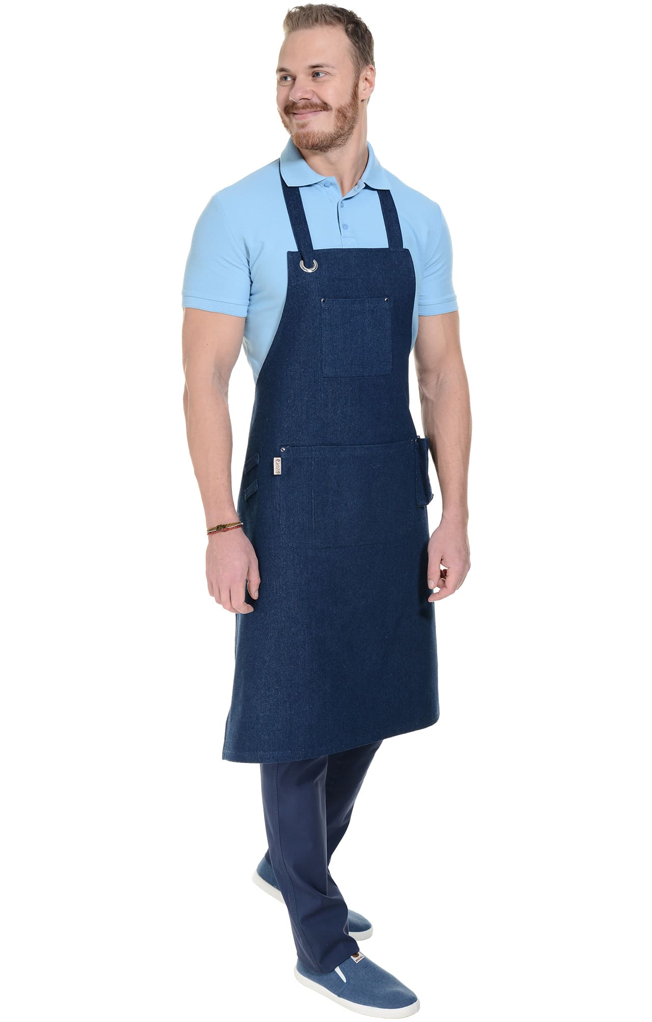 60341 Фартук " DENIM" с нагрудником dark blue (темно-синий) RICON  Одежда для официантов  размер  - Вид №7