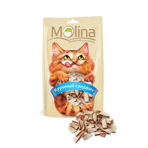 ПР0039818 Лакомство для кошек Куриный сэндвич 80г Molina