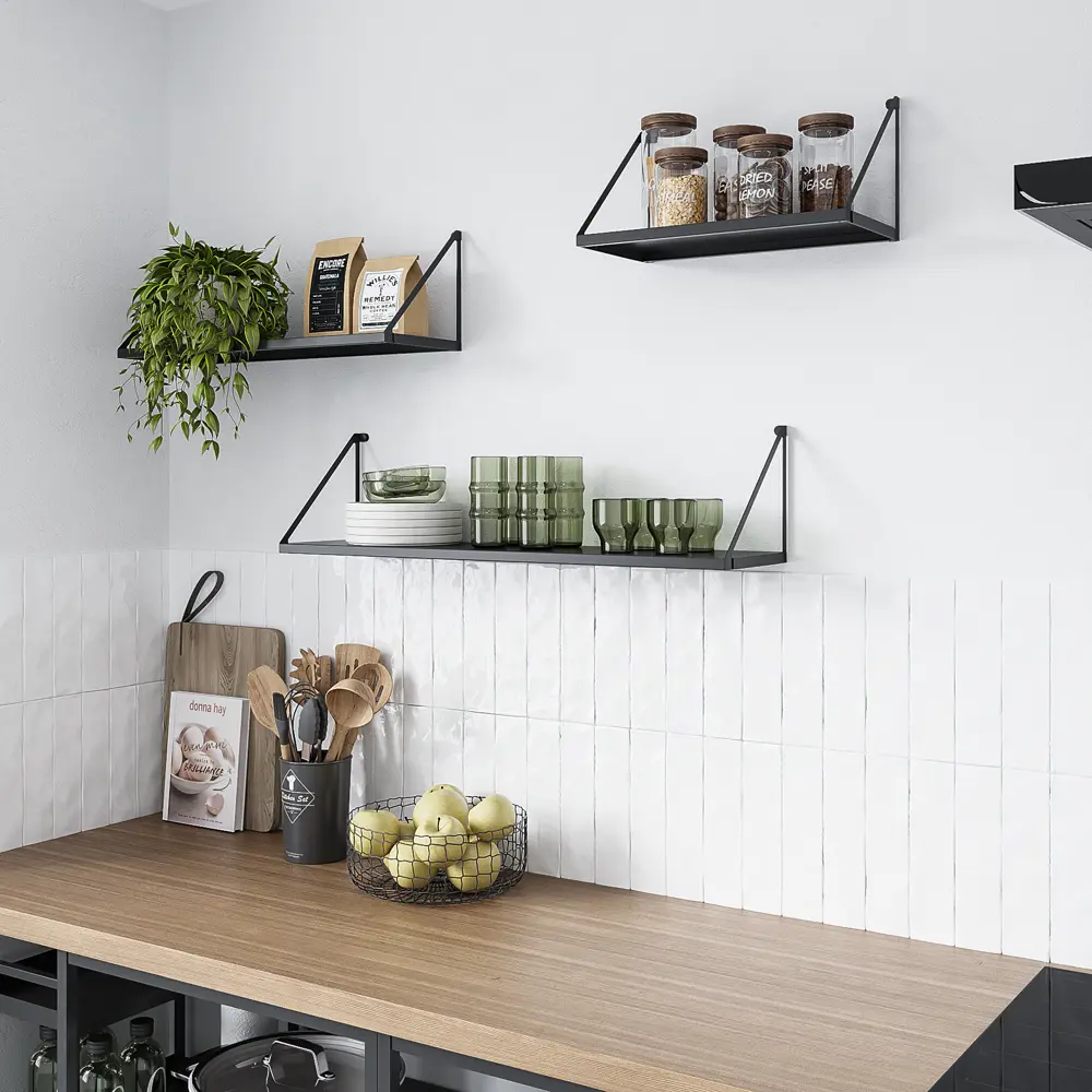 Настенная полка Бостон 60x20 см сталь цвет черный Santreyd STLM-2177267 - Вид №5