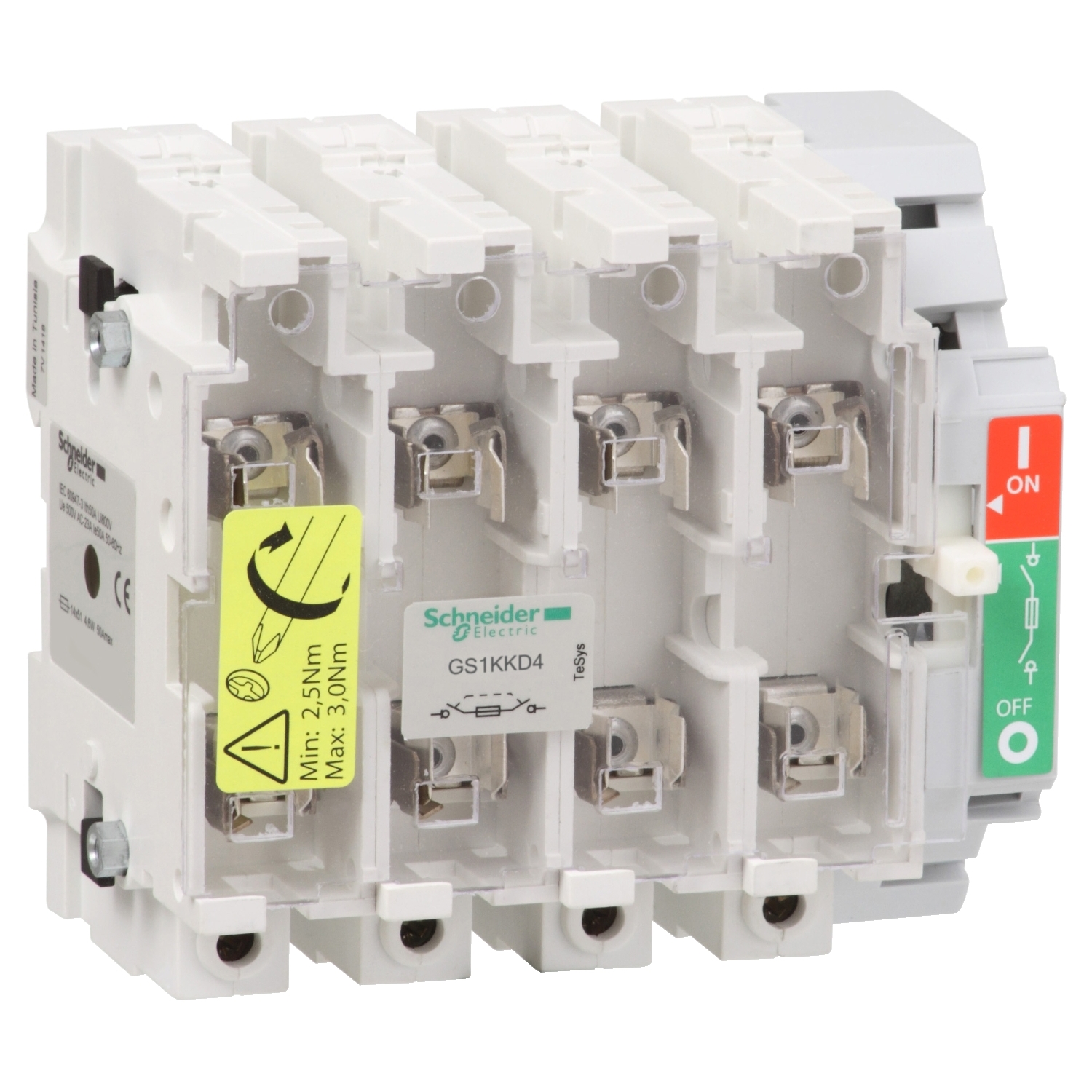 GS1KKD4 Рубильник с предохранителем GS 125А 4P, 00 Schneider Electric TeSys 