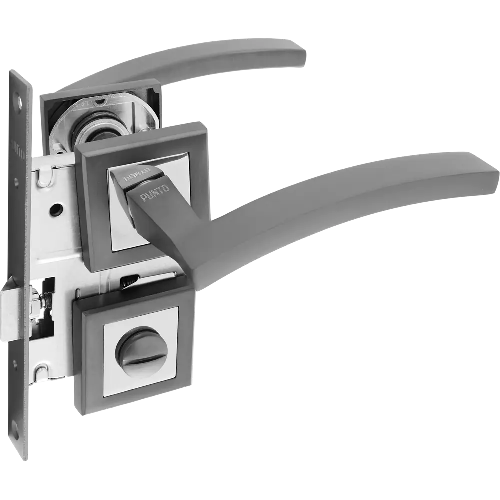 Дверные ручки Punto Navy с запиранием комплект цвет графит/хром STLM-2158447