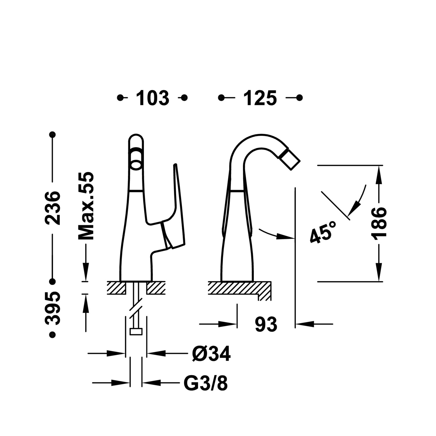 Однорычажный смеситель для биде CANIGÓ PLUS-21822001 TRES Canigo - Вид №1