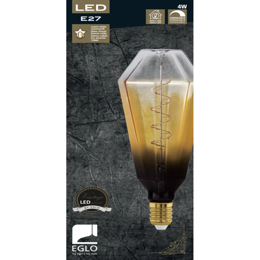 Лампа светодиодная Eglo T100 E27 220-240 В 4 Вт декоративная 120 лм теплый белый свет цвет коричневый STLM-2163266 - Вид №1