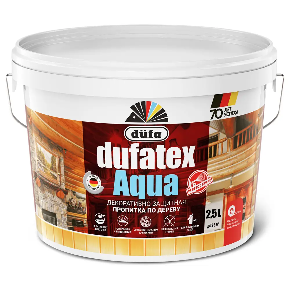 Dufa Aqua Пропитка для дерева цвета Тик 2.5 л - защита и эстетика 12352505 STLM-0001940 - Вид №1