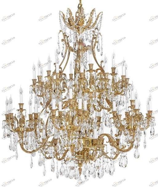 Possoni Illuminazione Французская золотая люстра с каплями из хрусталя Шелера  792/54-sh/g 