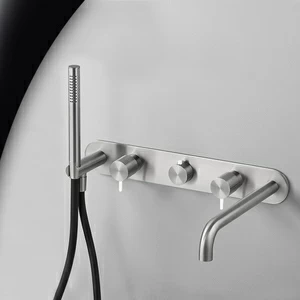 Смеситель для ванны матовая сталь с белой ручкой Toki Radomonte TKI52SCIL21