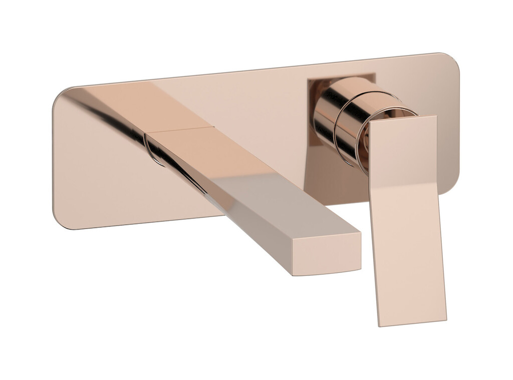 Встроенный в стену смеситель для раковины на 2 отверстия в комплекте с донным клапаном WE ARE IB wn202cc Rose Gold Wave