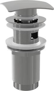 Донный клапан сифона для умывальника CLICK/CLACK 5/4", цельнометаллический с переливом и квадратной заглушкой